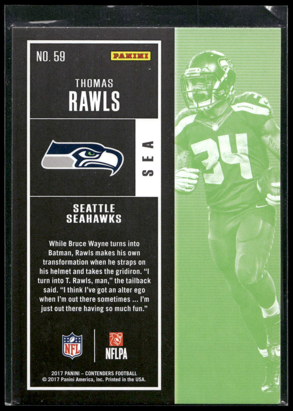 2017 Panini Contenders #59 Thomas Rawls