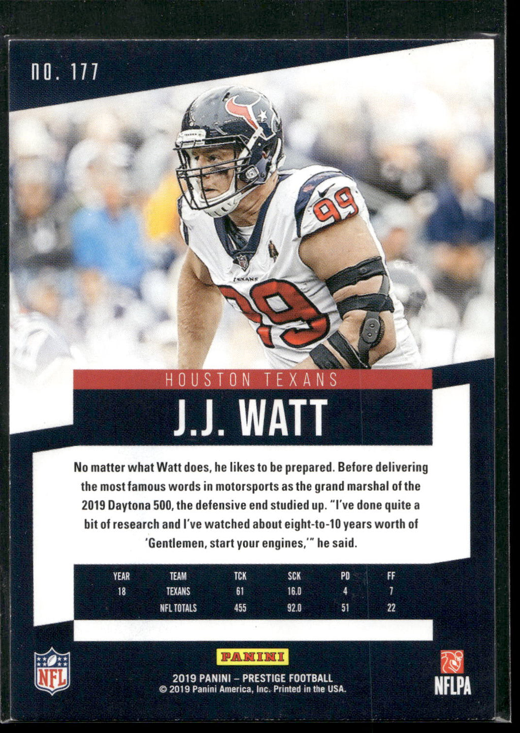 2019 Panini Prestige #177 J.J. Watt