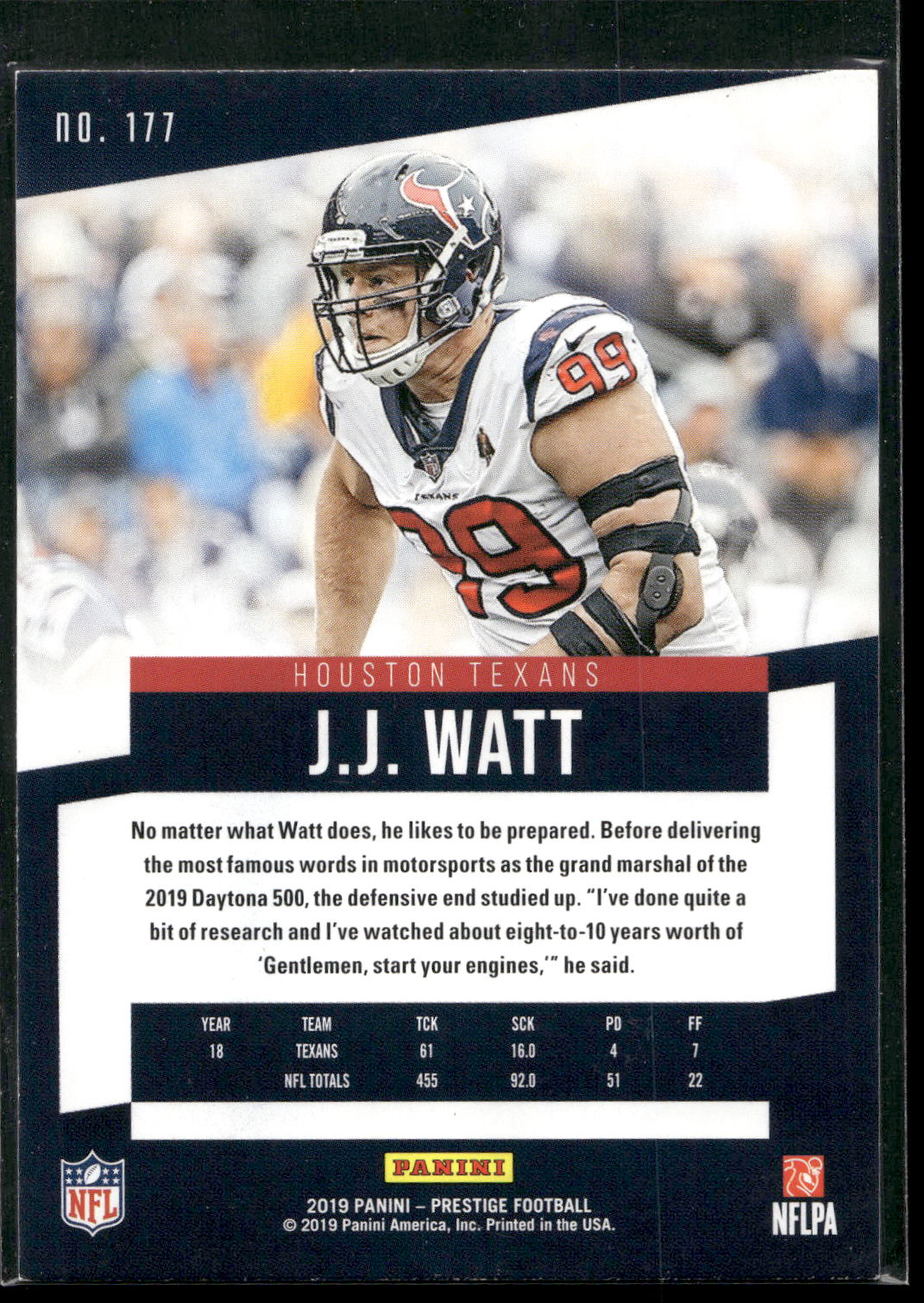 2019 Panini Prestige #177 J.J. Watt