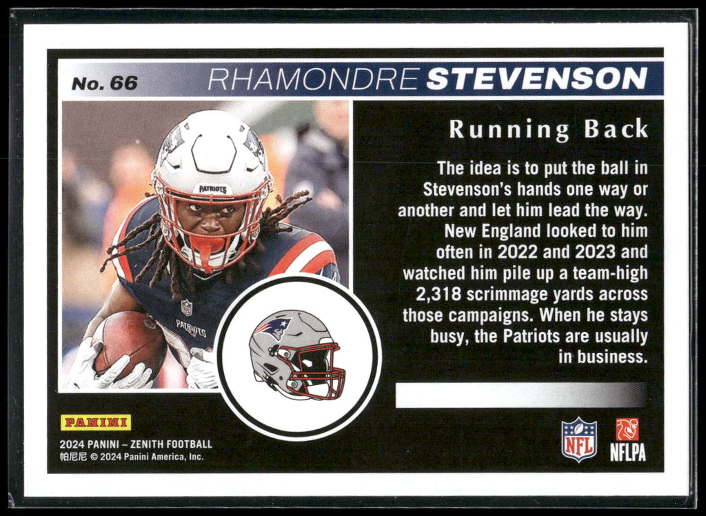 2024 Panini Zenith #66 Rhamondre Stevenson Retail