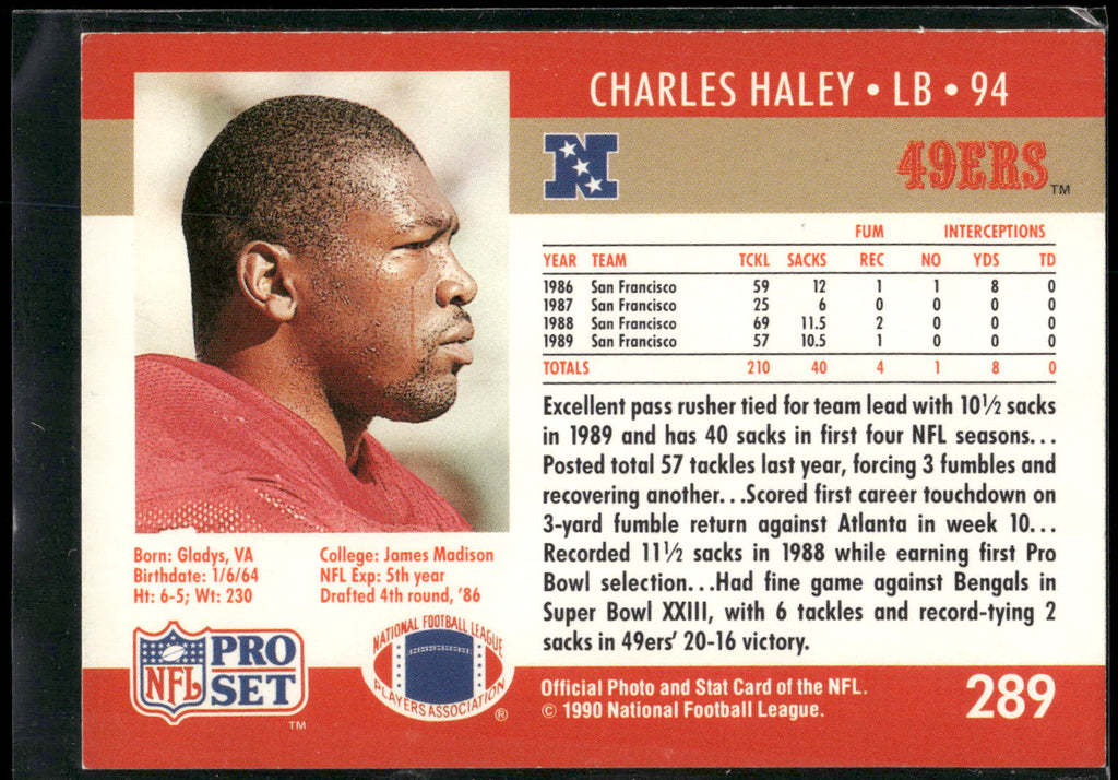 1990 Pro Set #289b Charles Haley