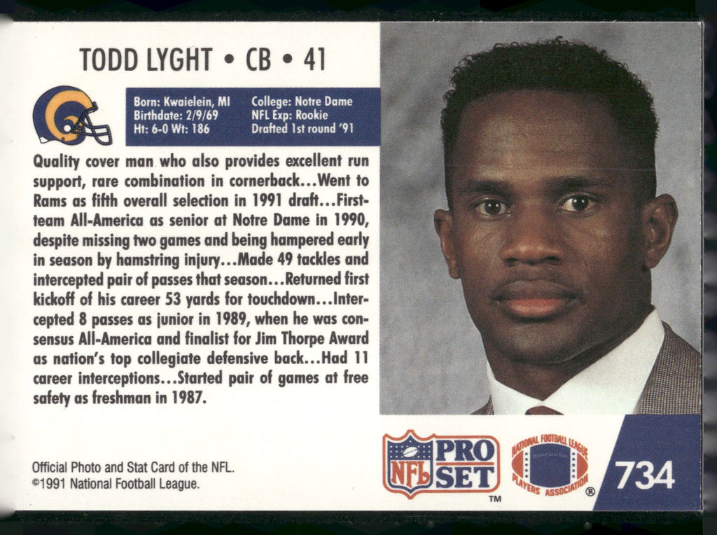 1991 Pro Set #734 Todd Lyght
