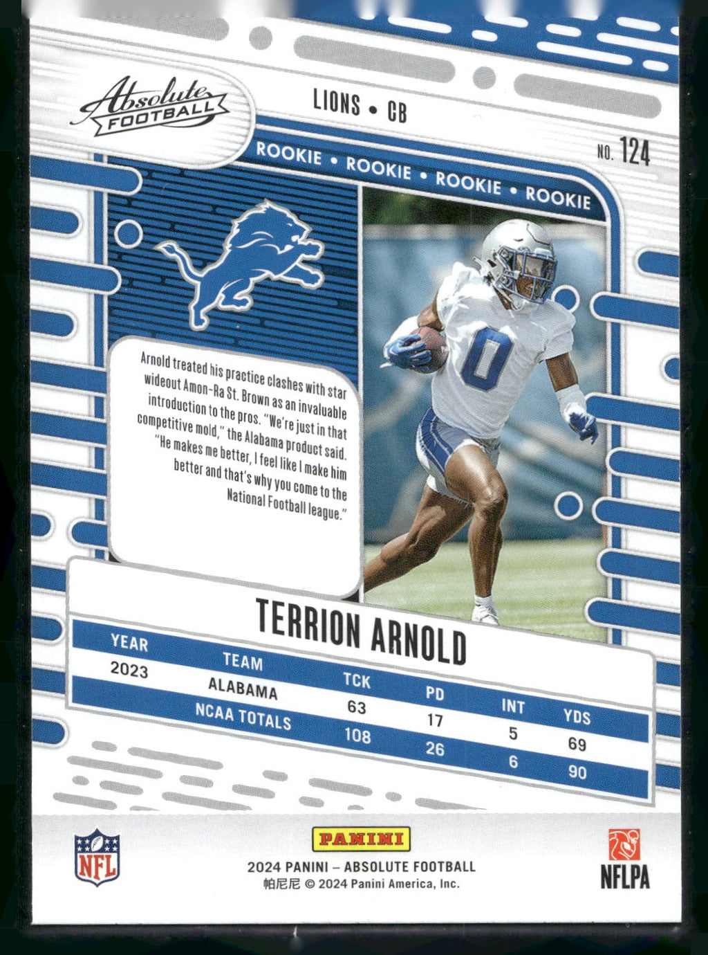 2024 Panini Absolute #124 Terrion Arnold Retail