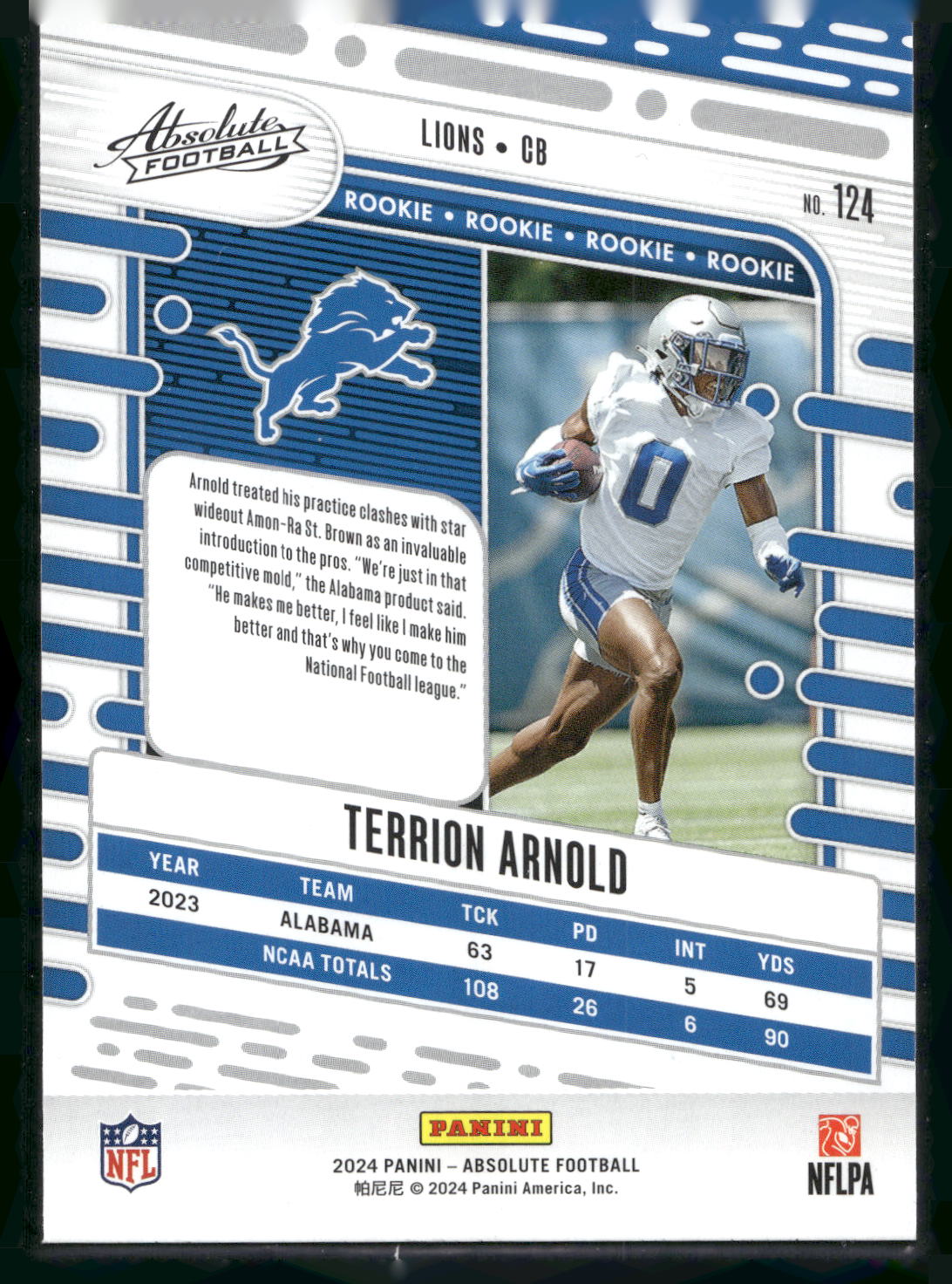 2024 Panini Absolute #124 Terrion Arnold Retail
