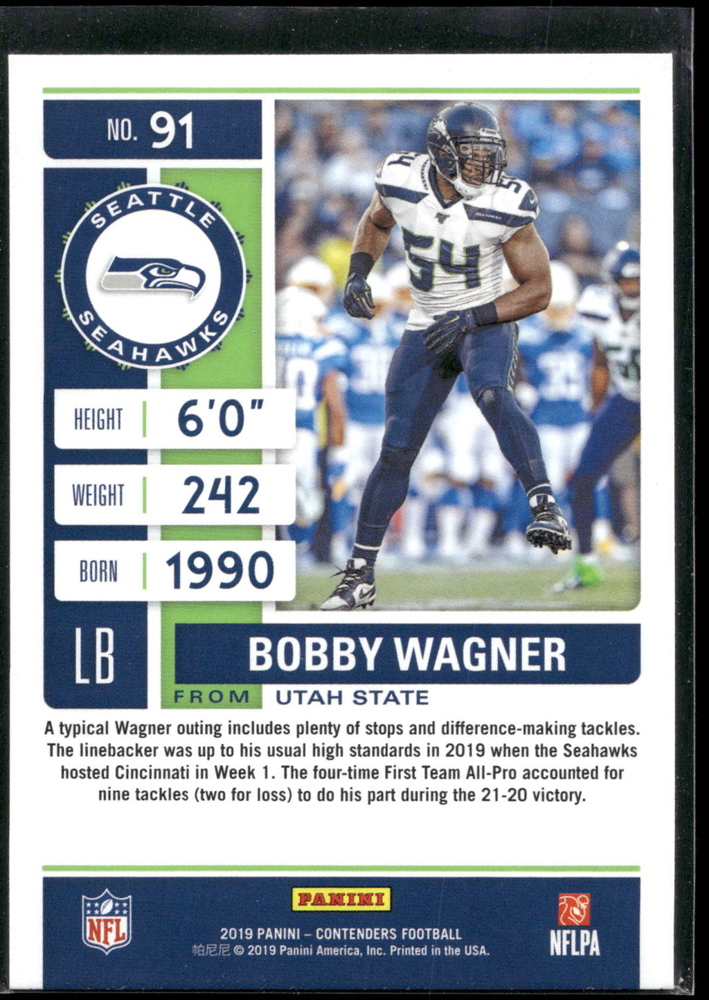2019 Panini Contenders #91 Bobby Wagner