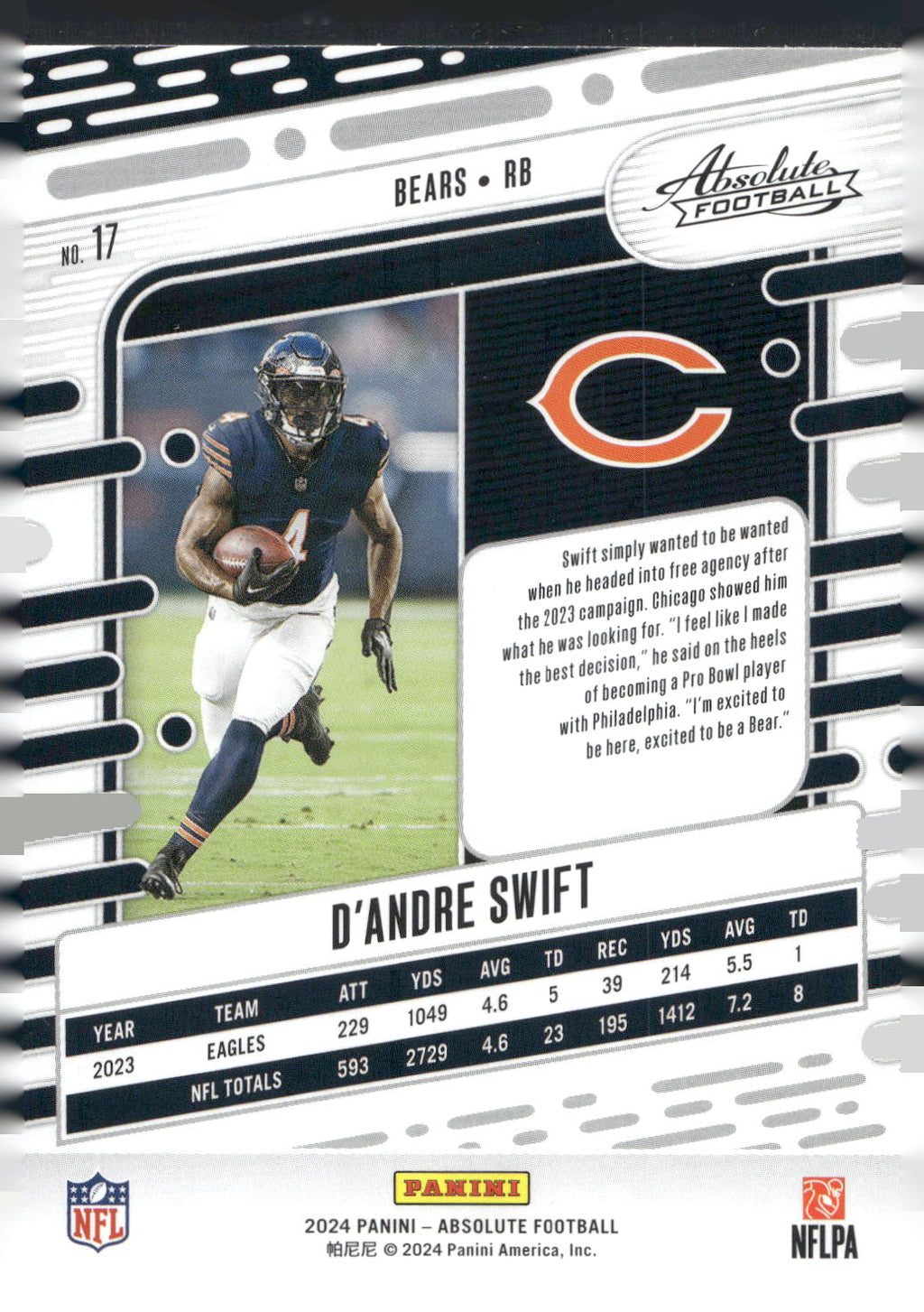 2024 Panini Absolute #17 D'Andre Swift Retail