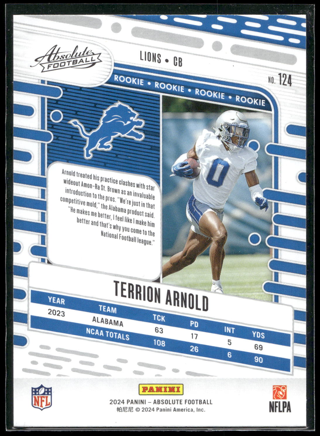 2024 Panini Absolute #124 Terrion Arnold Retail