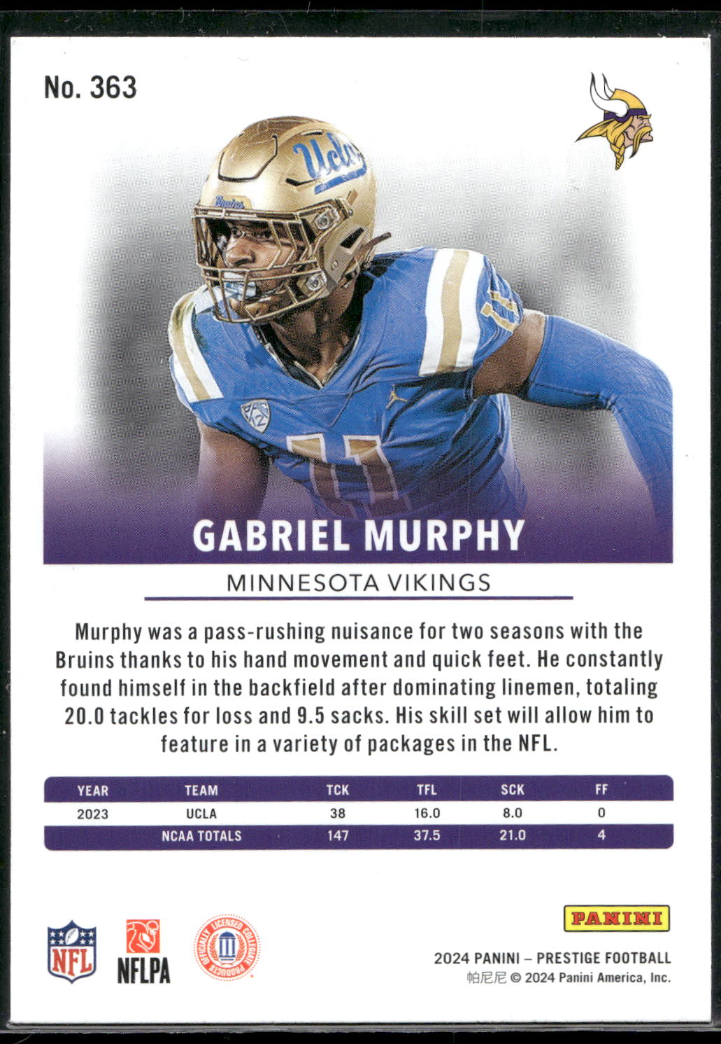 2024 Panini Prestige #363 Gabriel Murphy