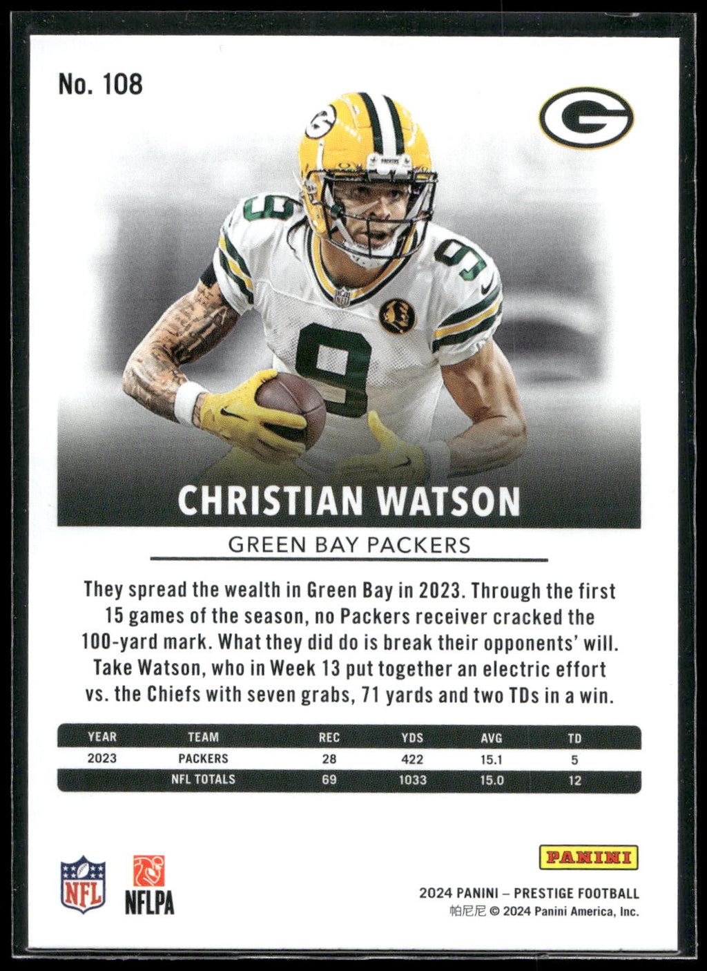 2024 Panini Prestige #108 Christian Watson