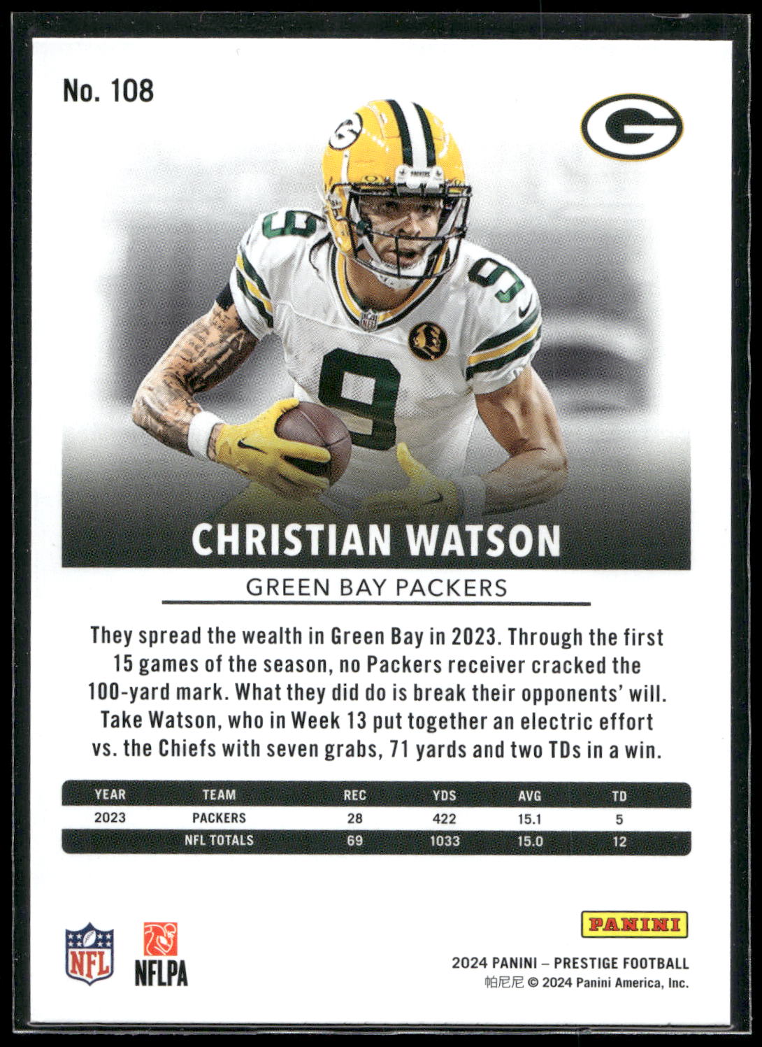 2024 Panini Prestige #108 Christian Watson