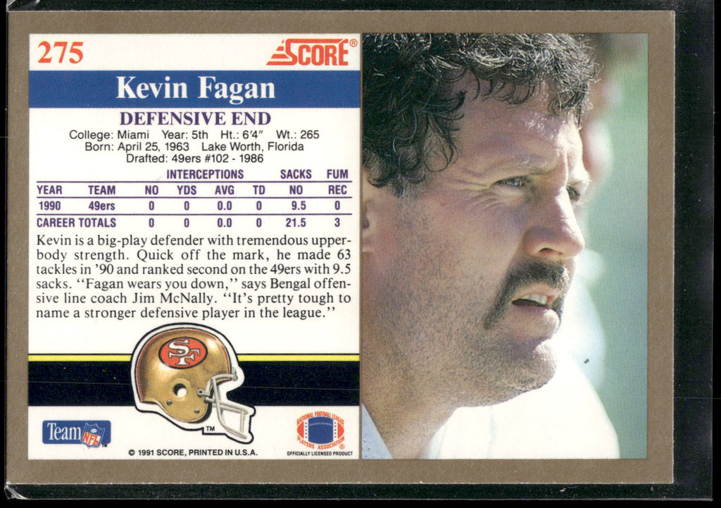 1991 Score #275 Kevin Fagan