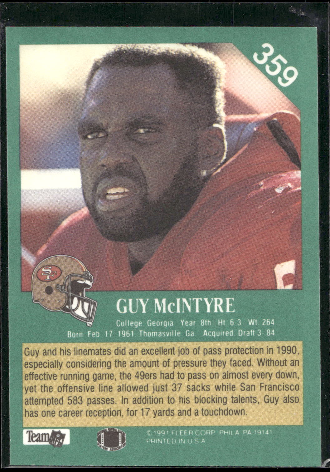 1991 Fleer #359 Guy McIntyre