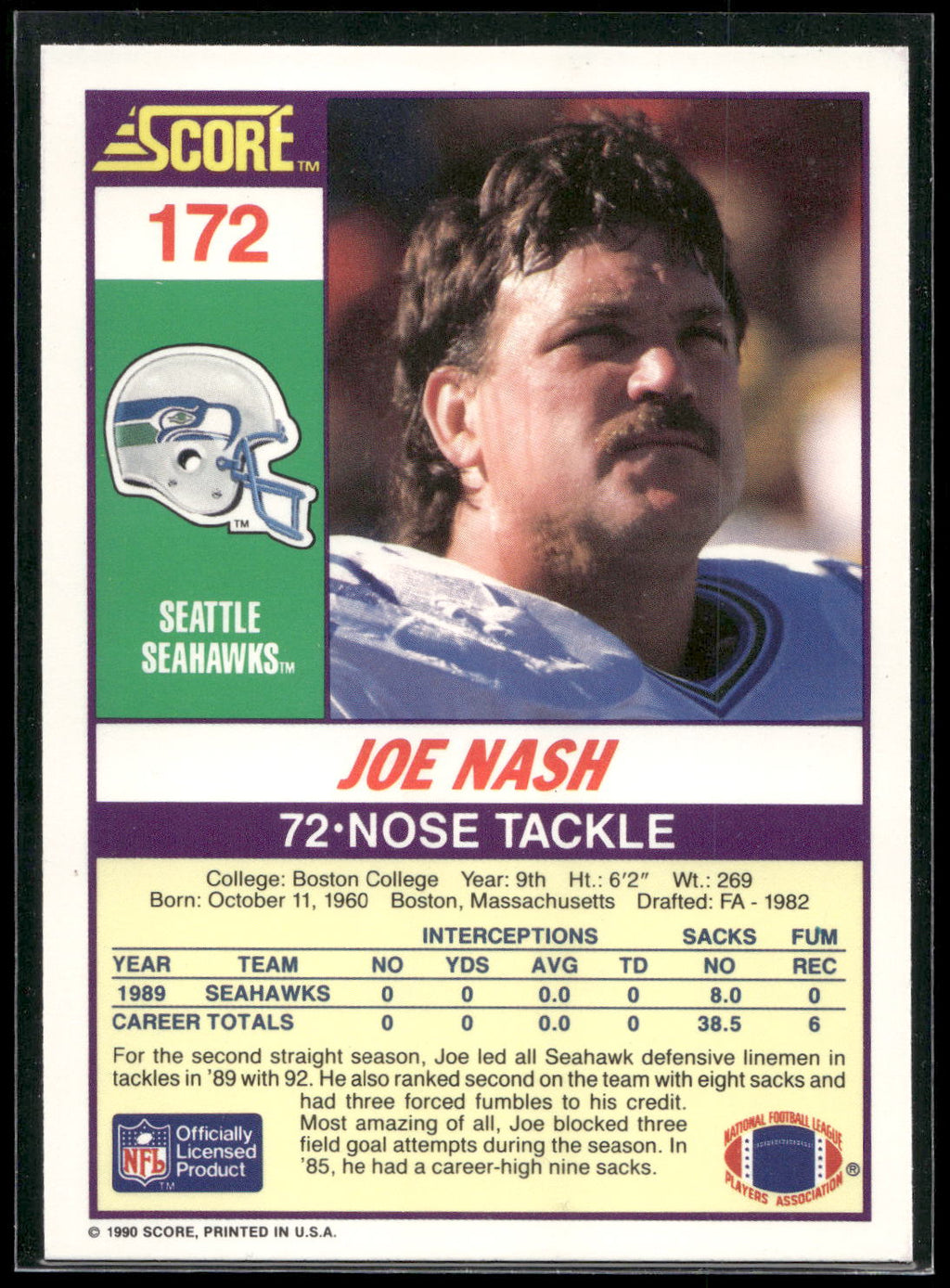 1990 Score #172 Joe Nash
