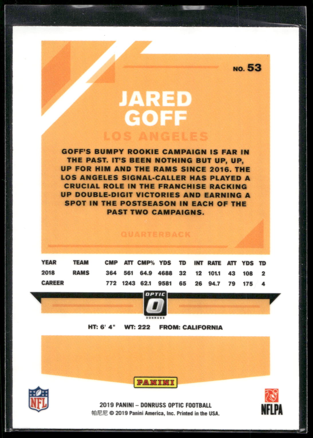 2019 Donruss Optic #53 Jared Goff