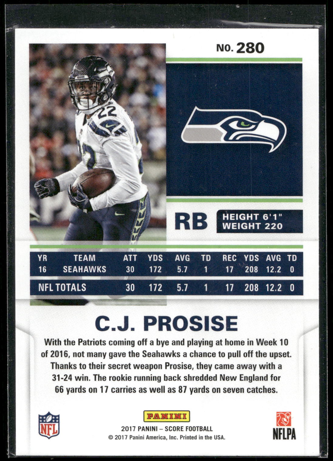 2017 Score #280 C.J. Prosise