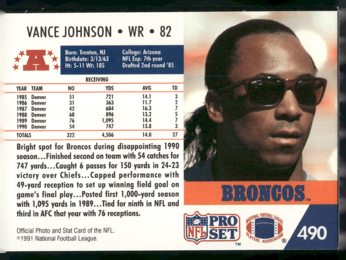 1991 Pro Set #490 Vance Johnson