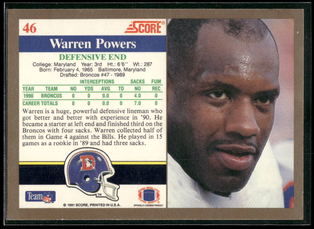 1991 Score #46 Warren Powers