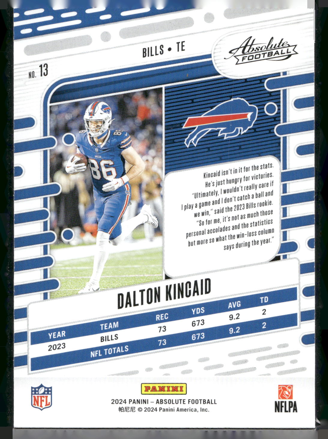 2024 Panini Absolute #13 Dalton Kincaid