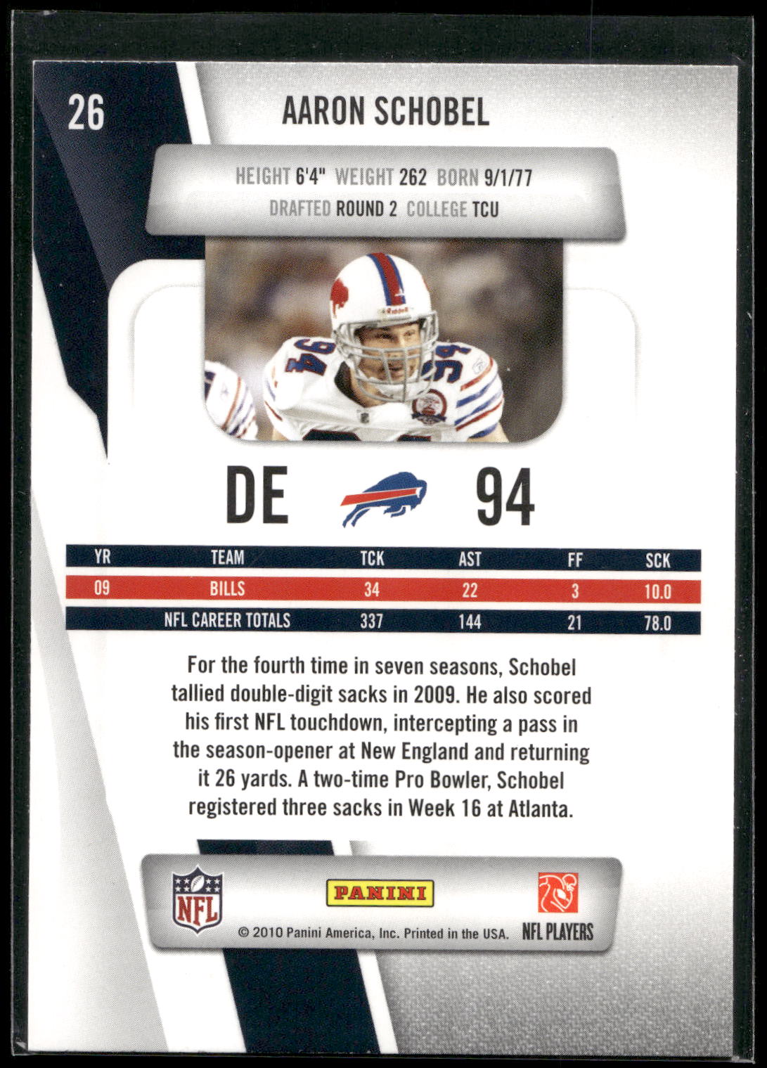 2010 Panini Prestige #26 Aaron Schobel
