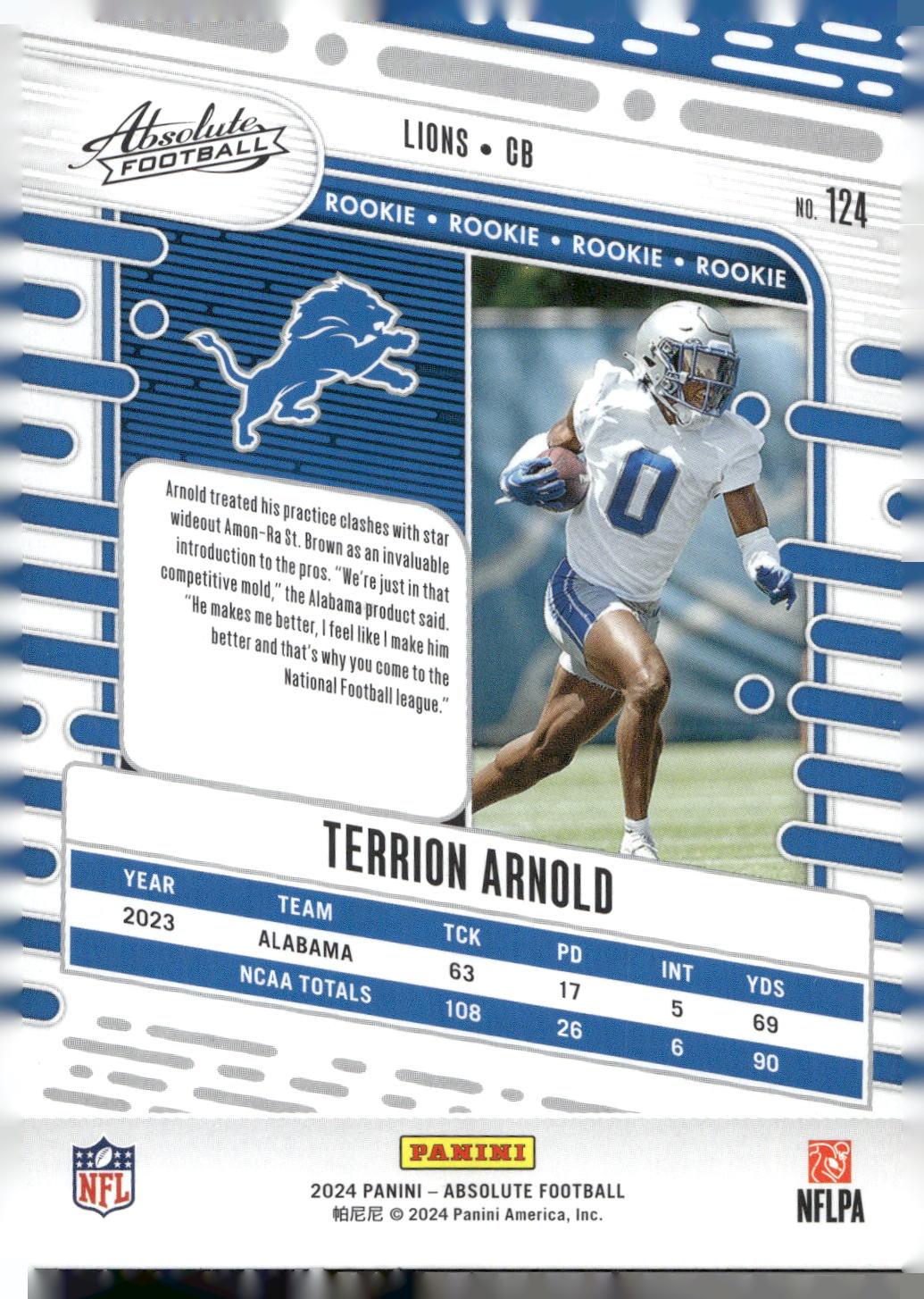 2024 Panini Absolute #124 Terrion Arnold Retail
