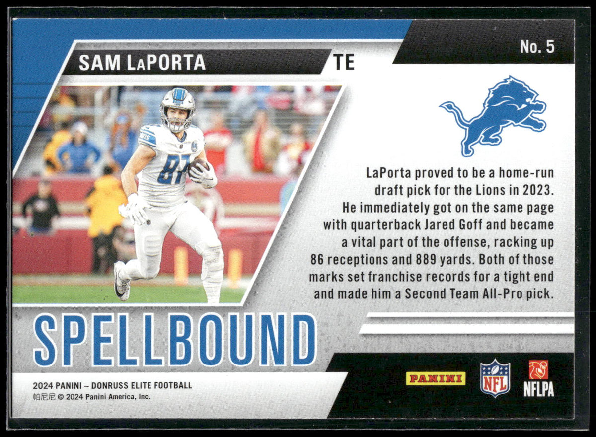 2024 Donruss Elite #5 Sam LaPorta Spellbound Green