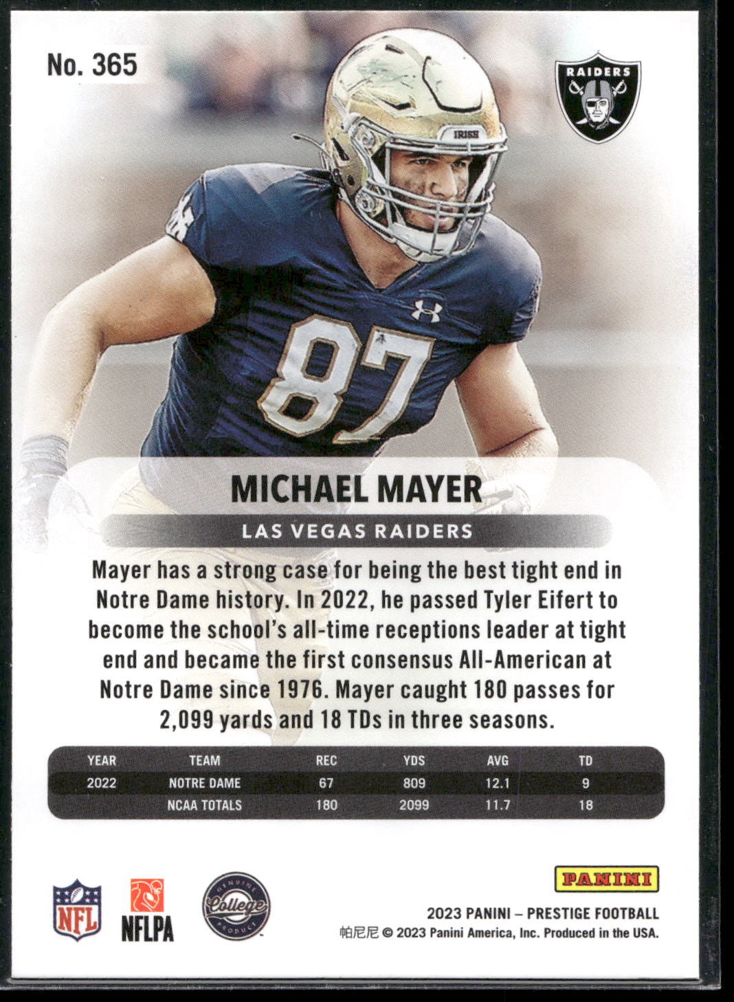 2023 Panini Prestige #365 Michael Mayer