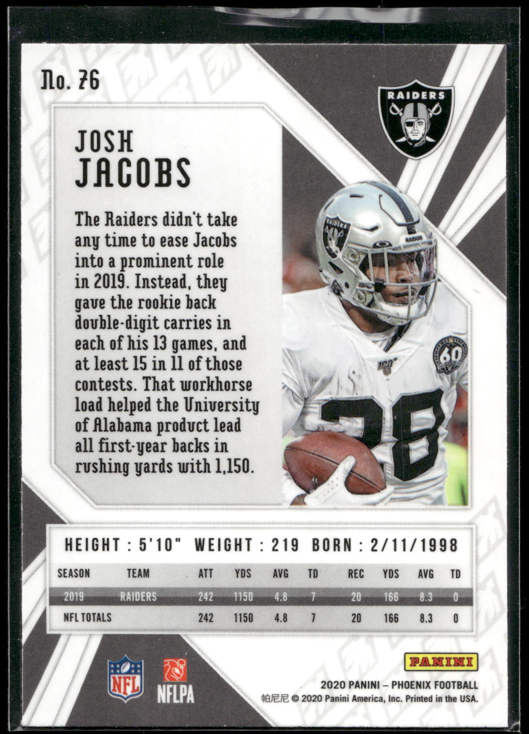2020 Panini Phoenix #76 Josh Jacobs