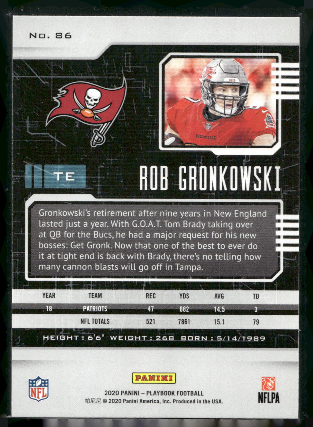 2020 Panini Playbook #86 Rob Gronkowski