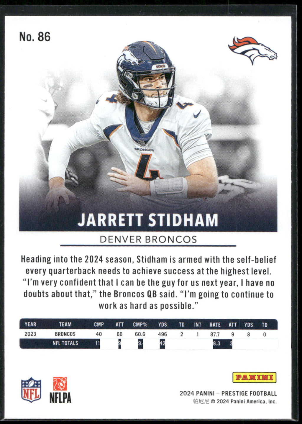 2024 Panini Prestige #86 Jarrett Stidham