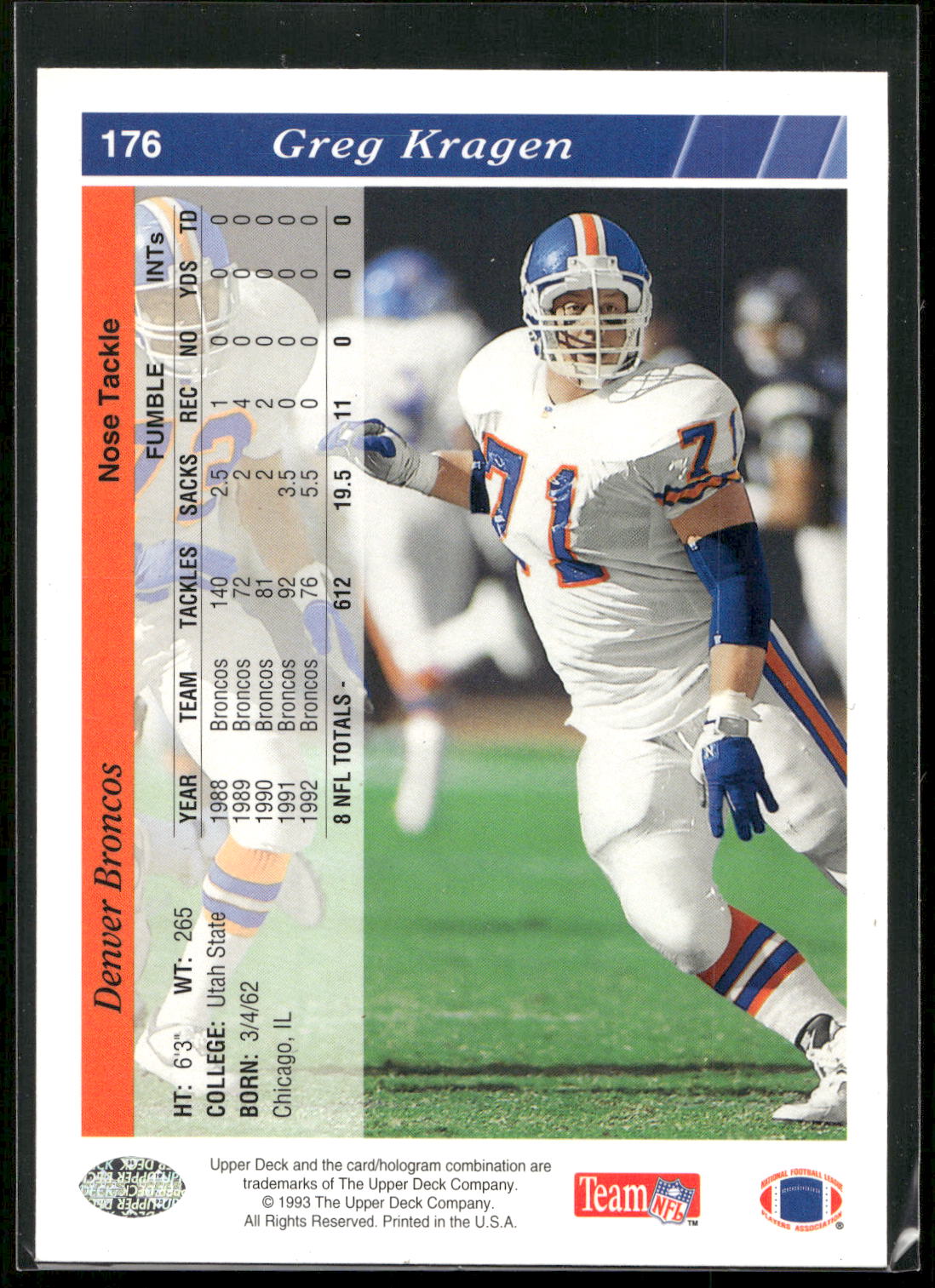 1993 Upper Deck #176 Greg Kragen