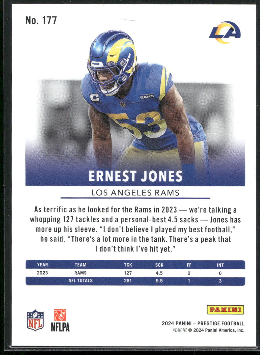 2024 Panini Prestige #177 Ernest Jones