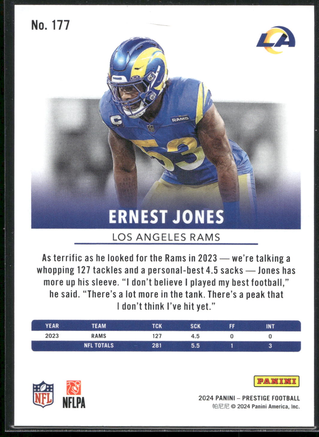 2024 Panini Prestige #177 Ernest Jones