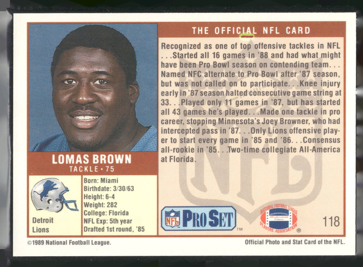 1989 Pro Set #118 Lomas Brown