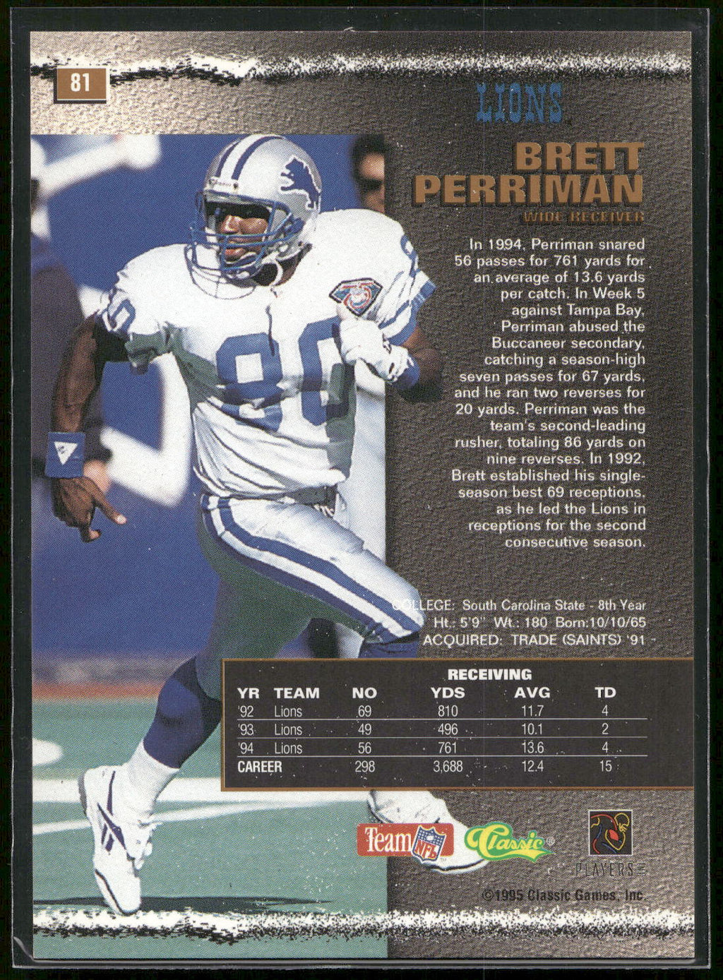 1995 Pro Line #81 Brett Perriman