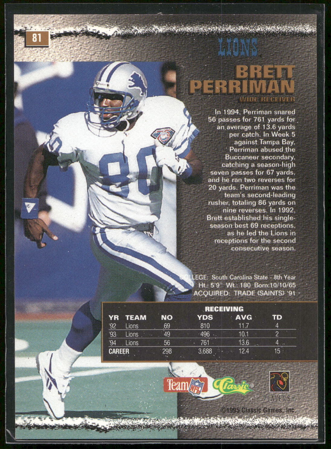1995 Pro Line #81 Brett Perriman