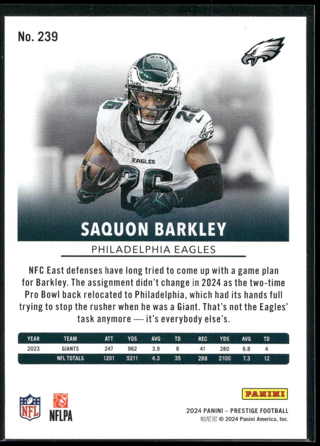 2024 Panini Prestige #239 Saquon Barkley