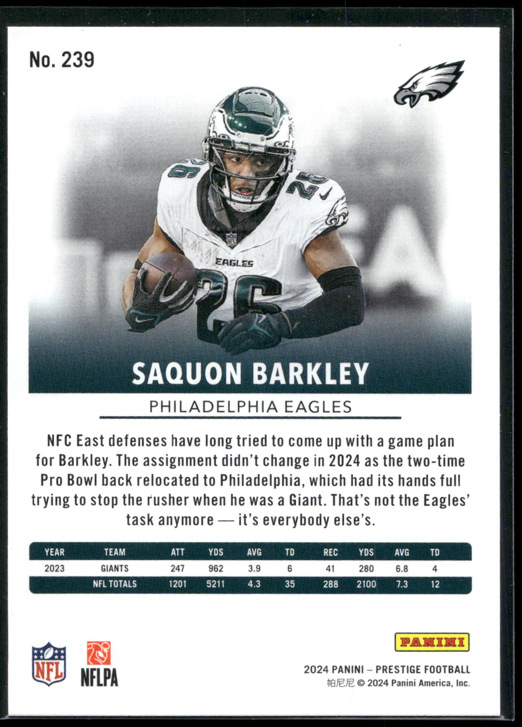 2024 Panini Prestige #239 Saquon Barkley