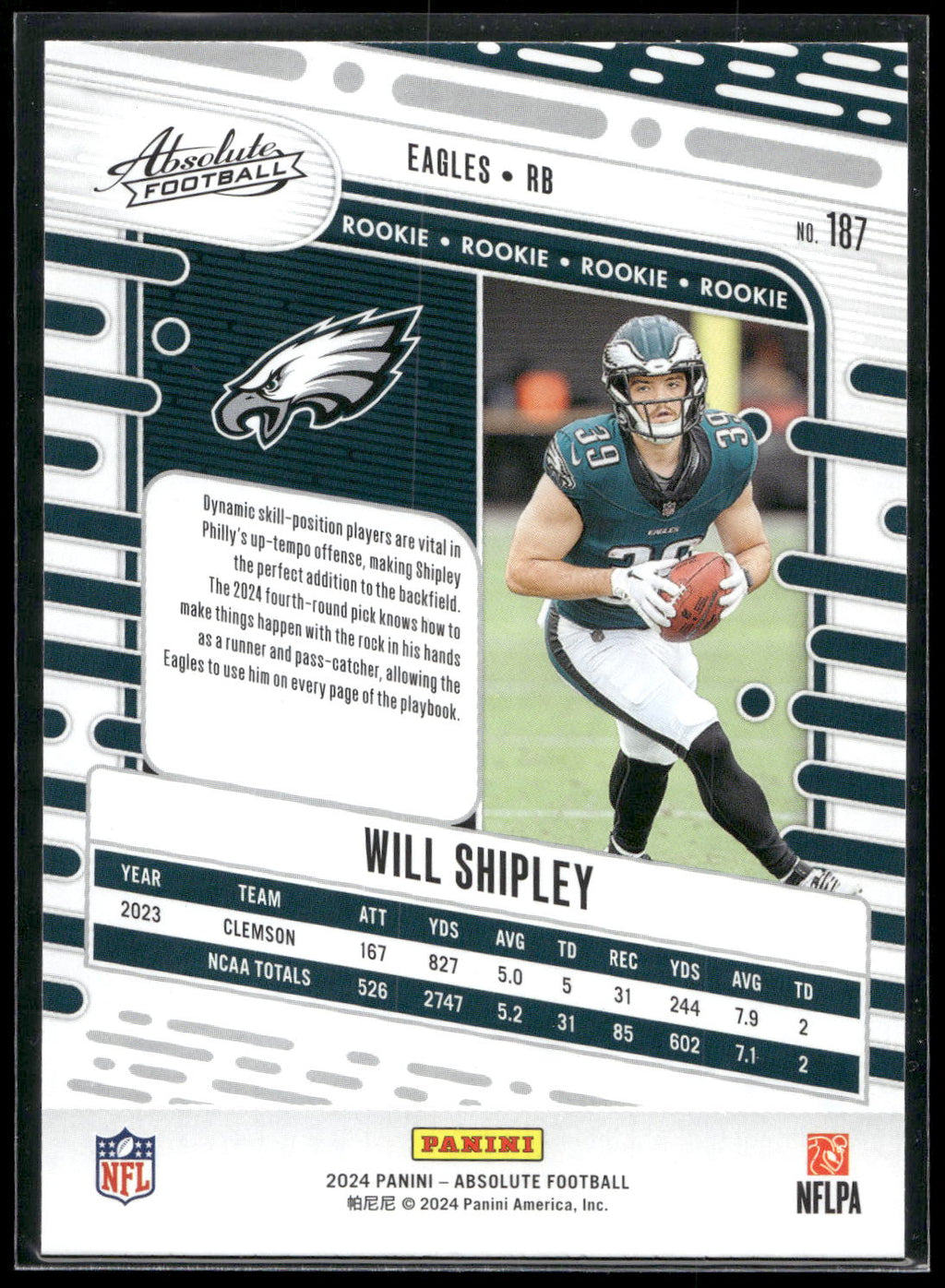 2024 Panini Absolute #187 Will Shipley Retail