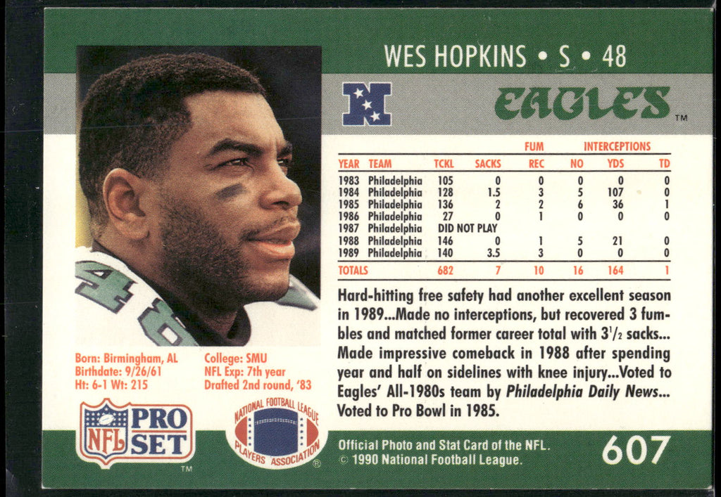 1990 Pro Set #607b Wes Hopkins