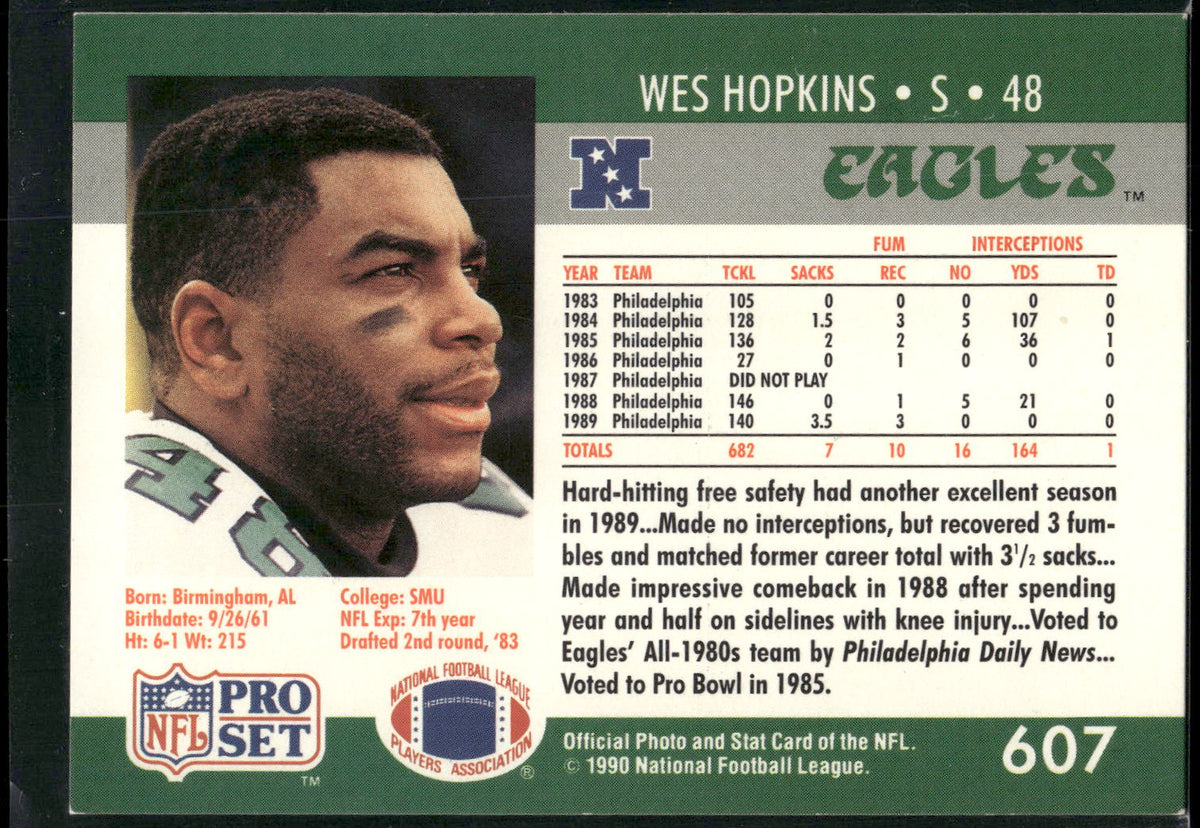 1990 Pro Set #607b Wes Hopkins