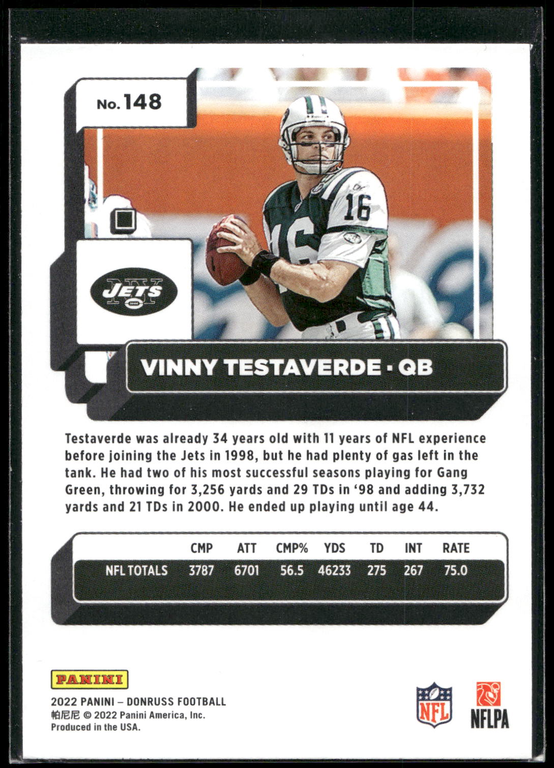 2022 Donruss #148 Vinny Testaverde
