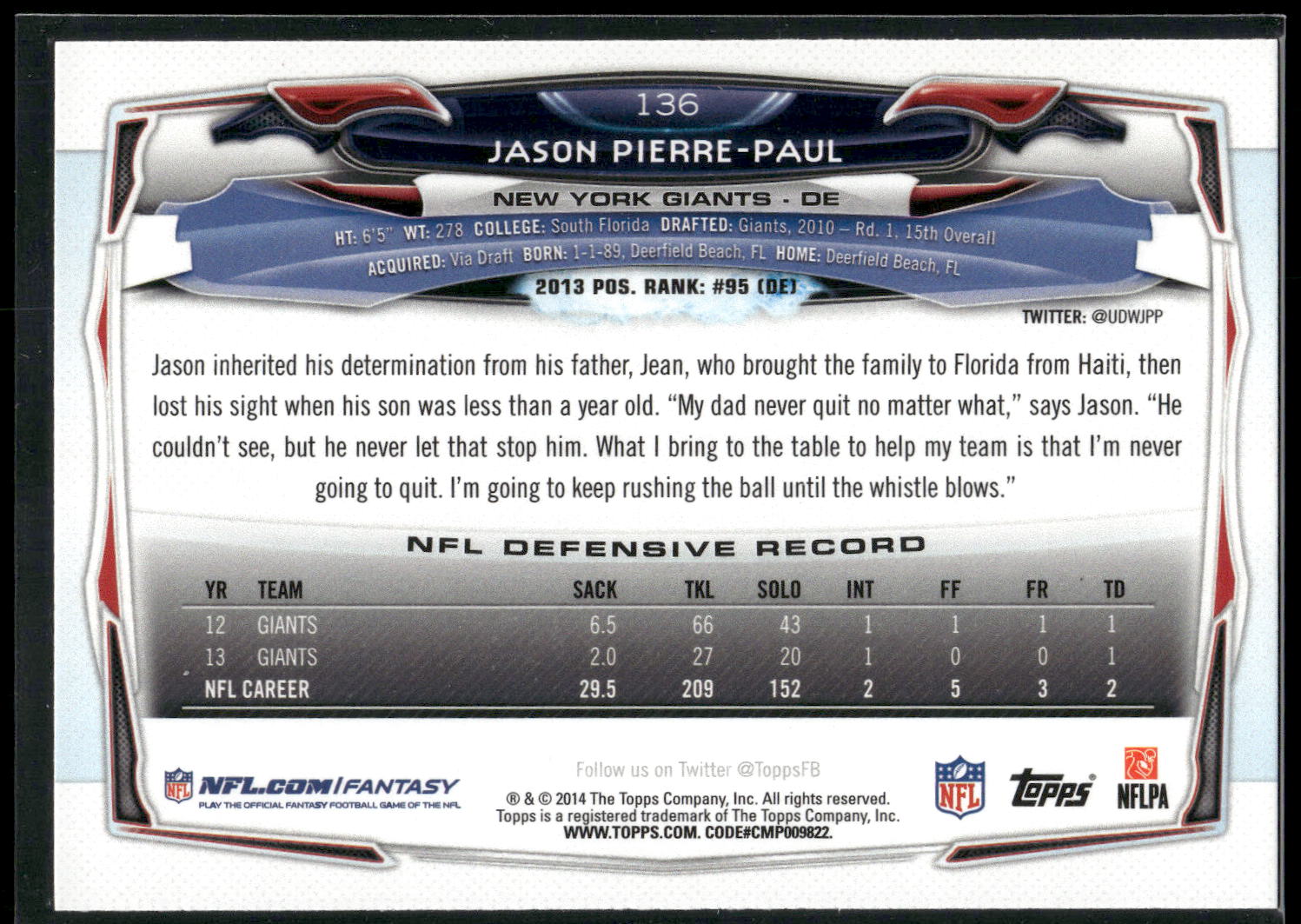 2014 Topps #136 Jason Pierre-Paul