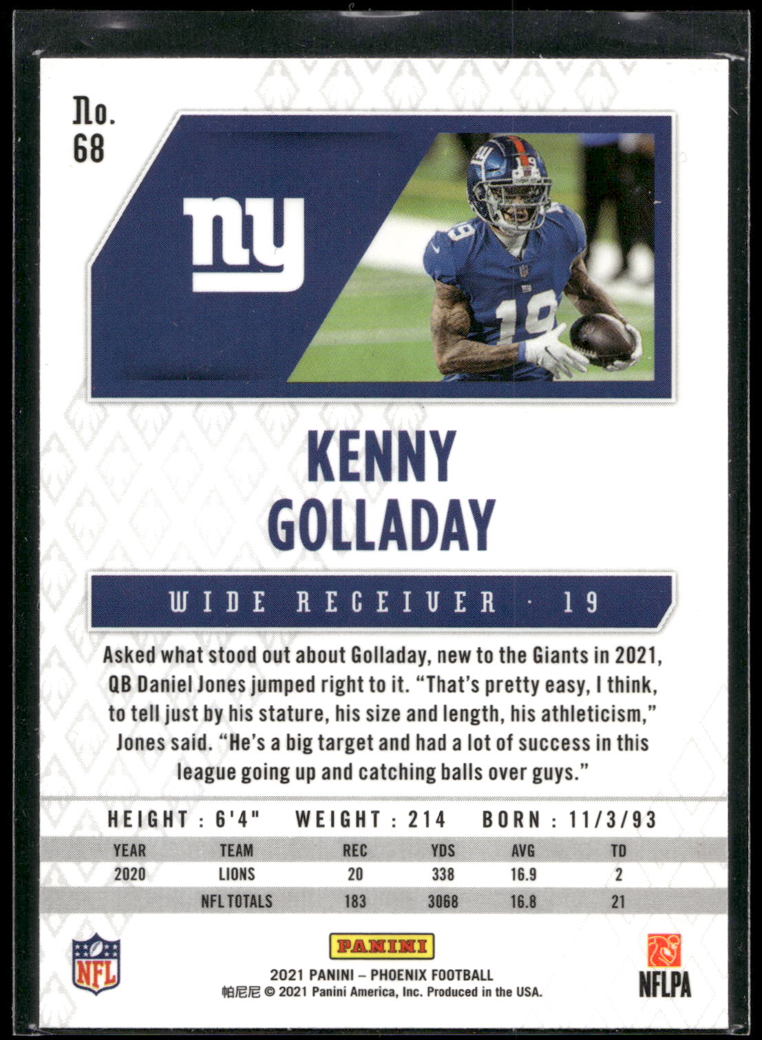 2021 Panini Phoenix #68 Kenny Golladay