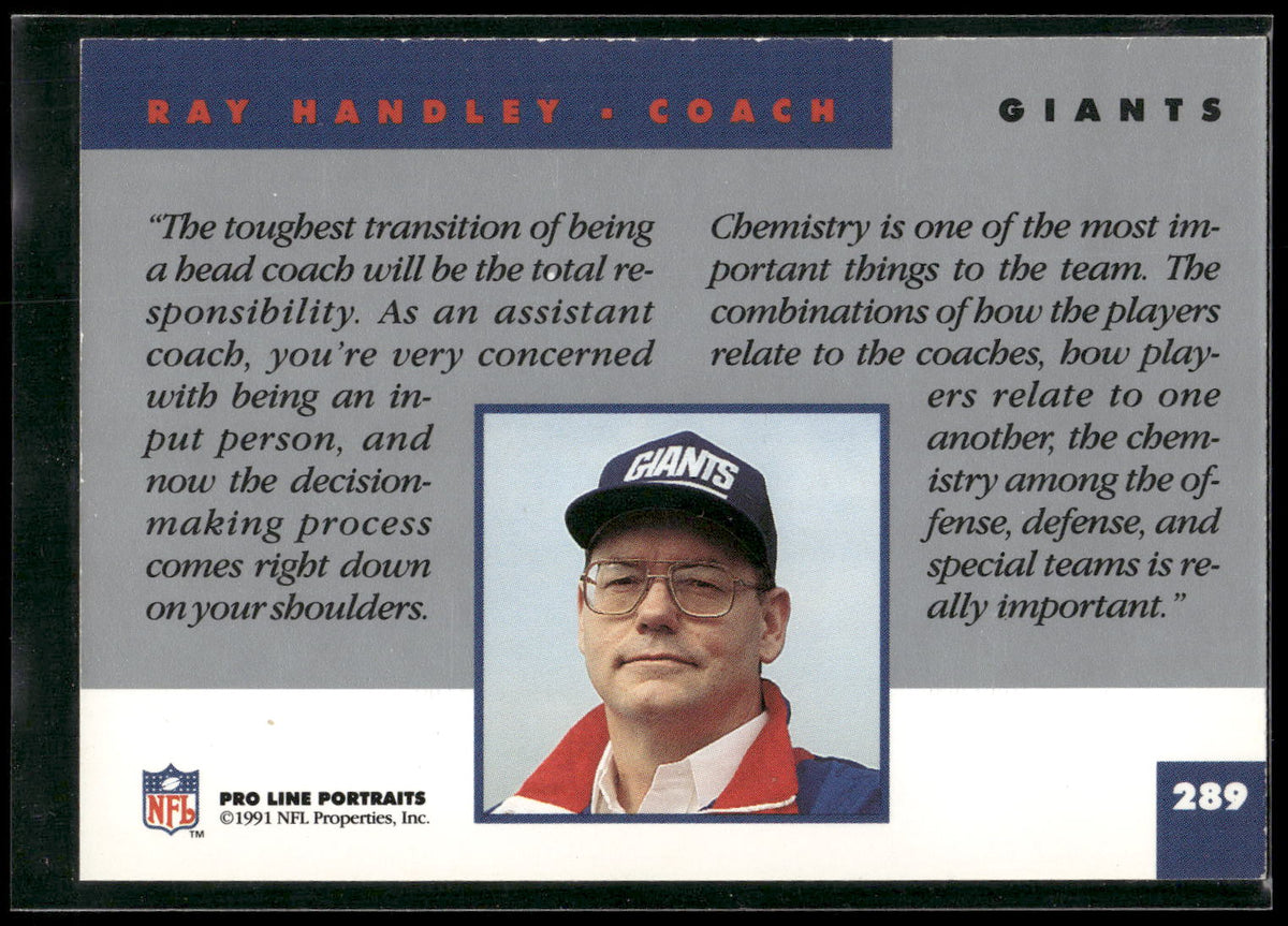 1991 Pro Line Portraits #289 Ray Handley