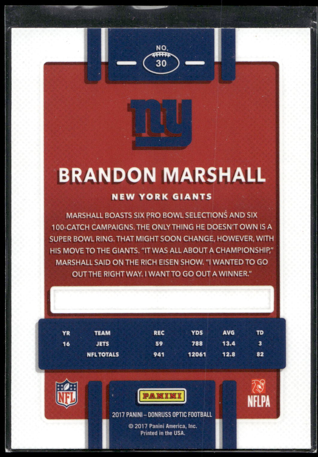 2017 Donruss Optic #30 Brandon Marshall