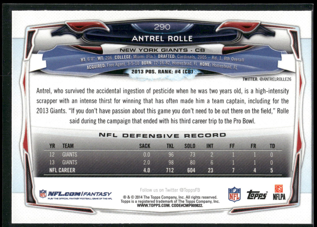 2014 Topps #290 Antrel Rolle