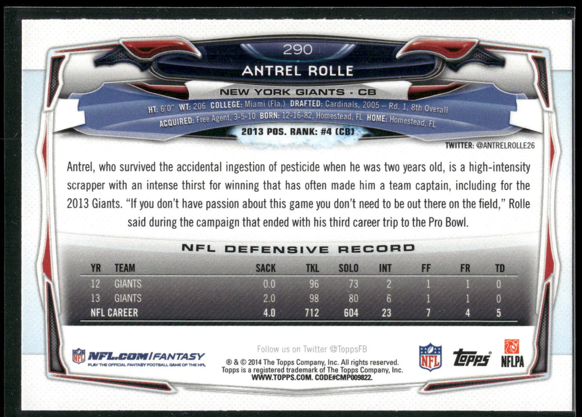 2014 Topps #290 Antrel Rolle