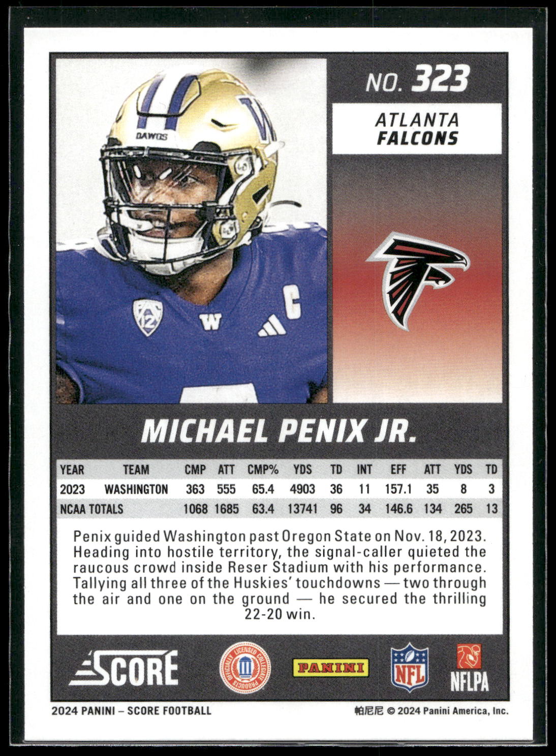 2024 Score #323 Michael Penix Jr.