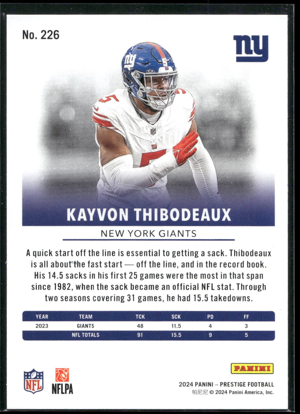 2024 Panini Prestige #226 Kayvon Thibodeaux