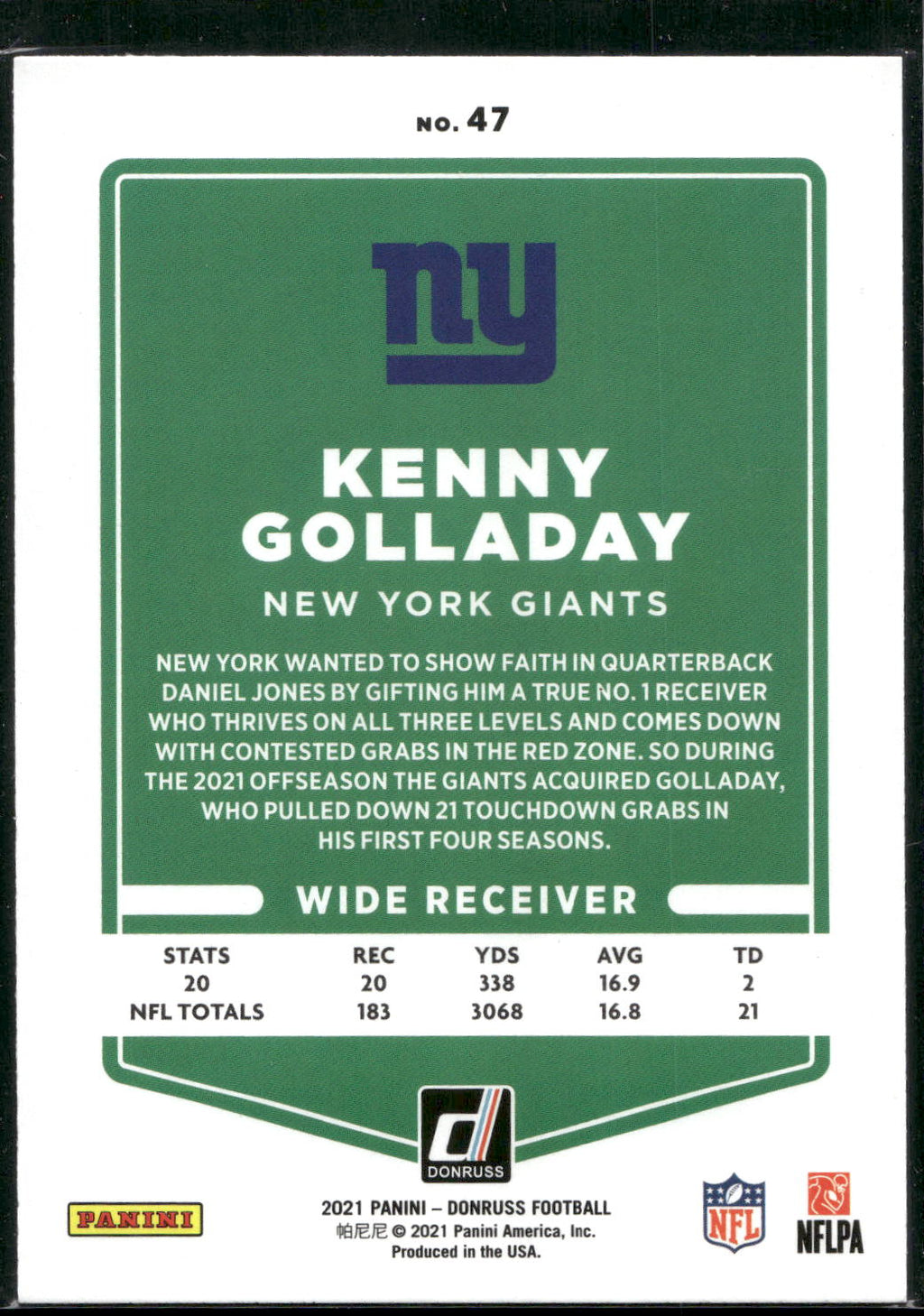 2021 Donruss #47 Kenny Golladay